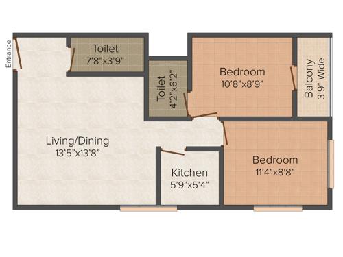 Royal Royal Residency (2BHK+2T (870 sq ft) 870 sq ft)