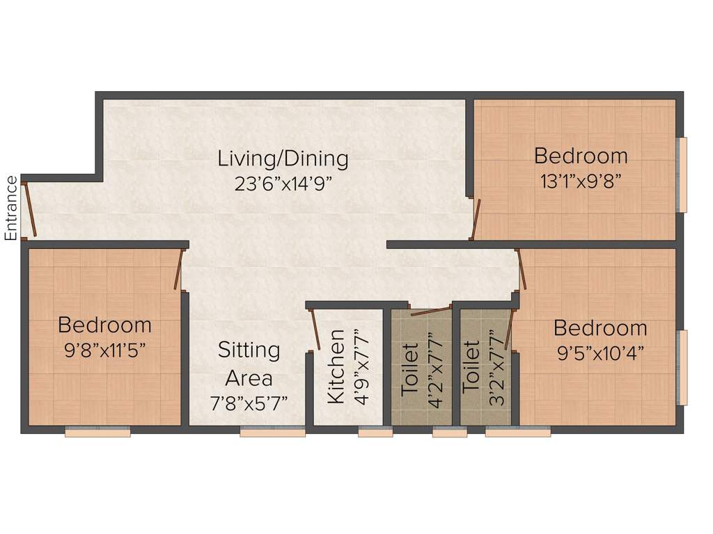 Royal Royal Residency (3BHK+2T (1,241 sq ft) 1241 sq ft)
