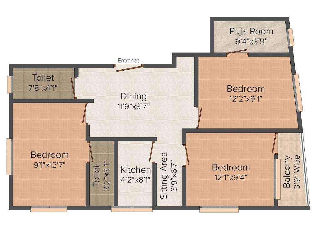 Royal Royal Residency (3BHK+2T (1,043 sq ft) + Pooja Room 1043 sq ft)