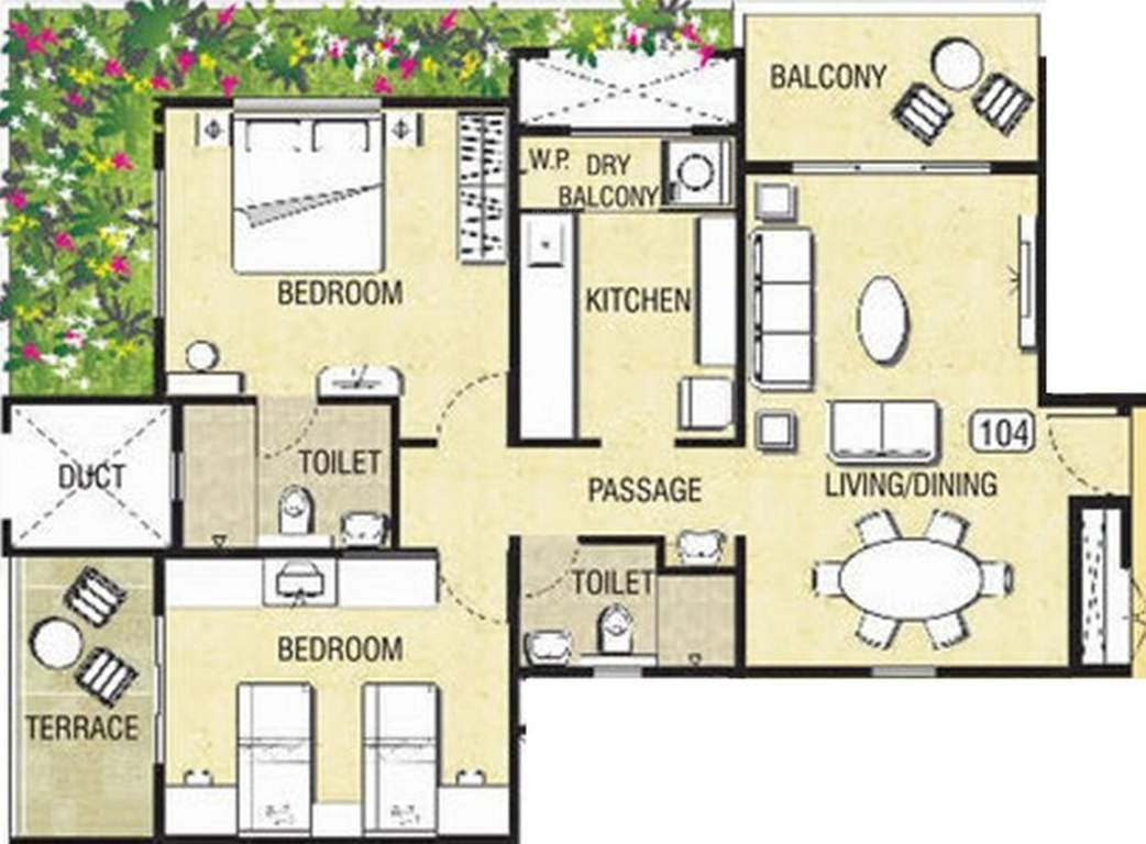 Pride Aloma Olivia Towers (2BHK+2T (1,150 sq ft) 1150 sq ft)