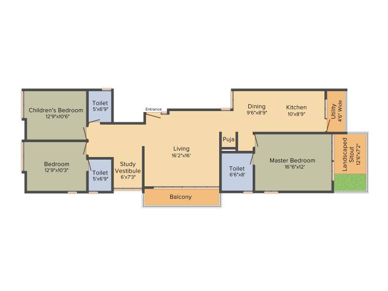Riteway Irene (3BHK+3T (1,826 sq ft)   Study Room 1826 sq ft)