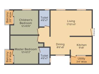 Siddhi SS Sreshta (2BHK+2T (1,065 sq ft) 1065 sq ft)