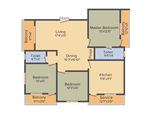 Poomalai Krishnaashree (3BHK+2T (1,274 sq ft) + Pooja Room 1274 sq ft)