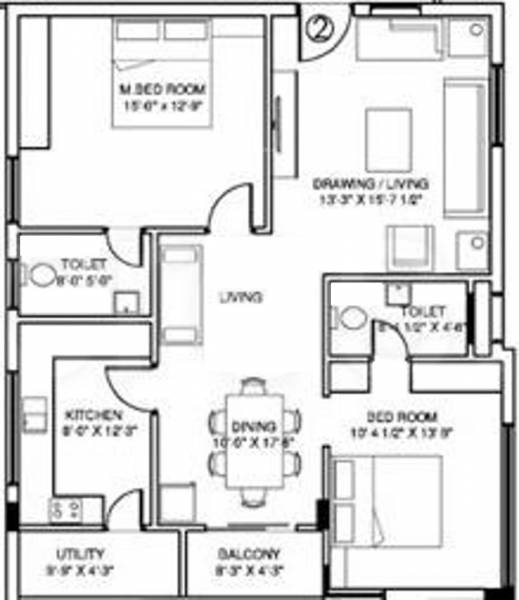 Rami Reddy Laxmi Ram Trident (2BHK+2T (1,368 sq ft) 1368 sq ft)