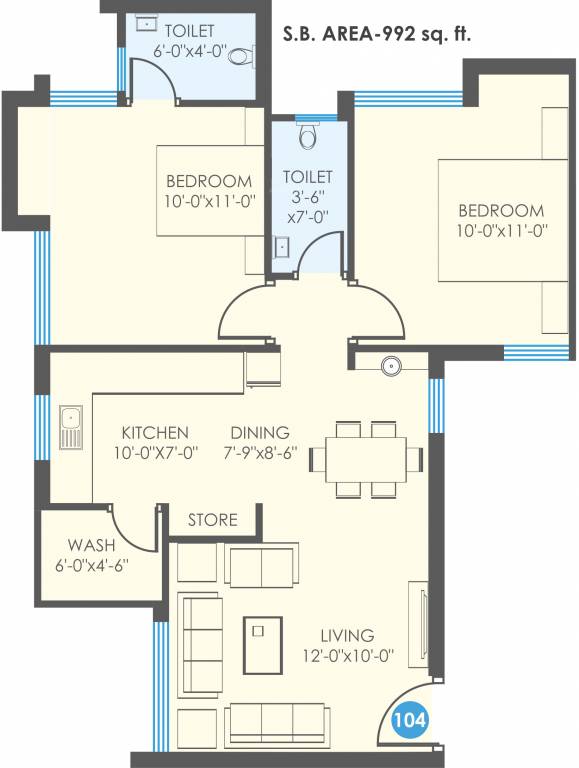 Shyamal Sky Life (2BHK+2T (992 sq ft) 992 sq ft) Shyamal Sky Life (2BHK+2T (992 sq ft) 992 sq ft)