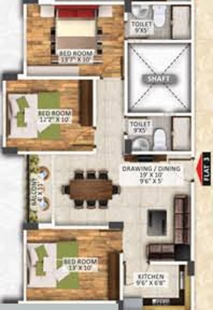 SandeepG Mayfair Utsav (3BHK+2T (1,334 sq ft) 1334 sq ft)