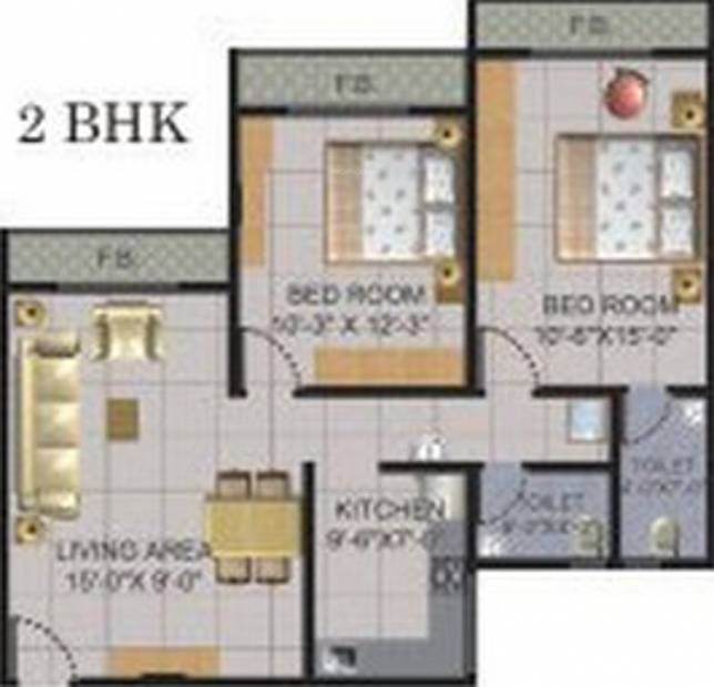 Shikara Estates Phase 1 (2BHK+2T (860 sq ft) 860 sq ft)