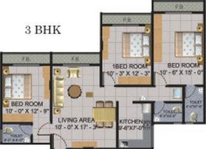 Shikara Estates Phase 1 (3BHK+3T (1,260 sq ft) 1260 sq ft)