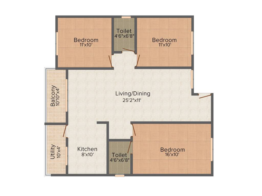 DS DSMAX SHRINE (3BHK+2T (1,400 sq ft) 1400 sq ft)