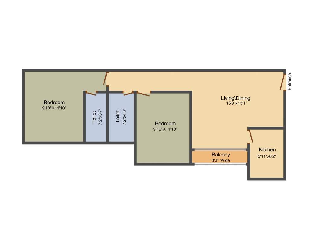 Rajwada Greenshire (2BHK+2T (918 sq ft) 918 sq ft)