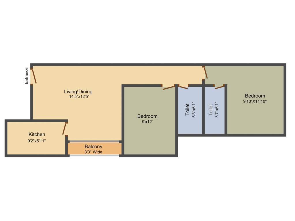 Rajwada Greenshire (2BHK+2T (945 sq ft) 945 sq ft)
