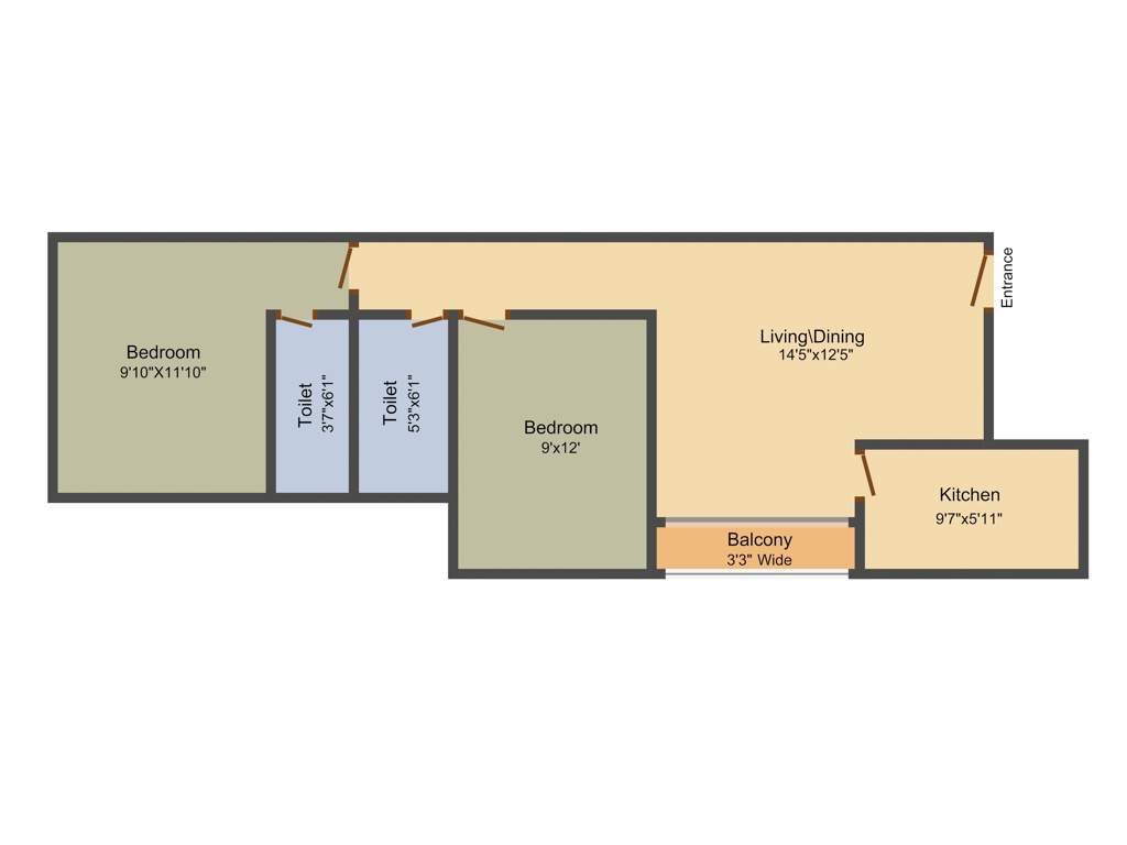 Rajwada Greenshire (2BHK+2T (949 sq ft) 949 sq ft)