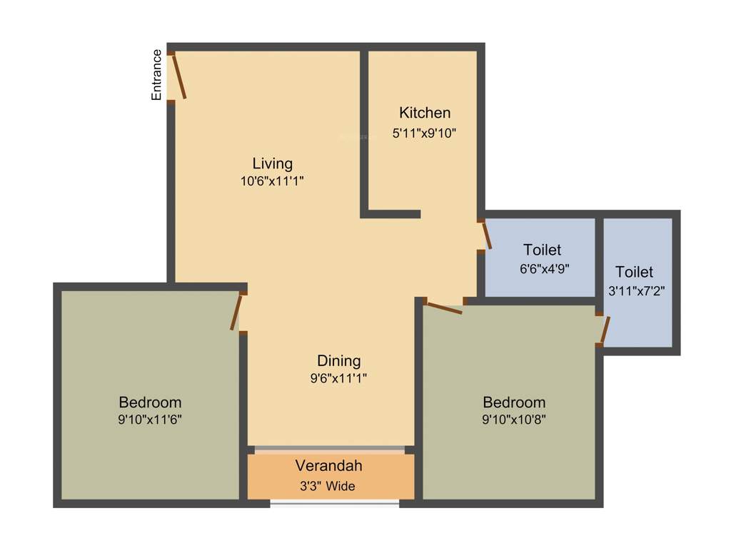 Rajwada Greenshire (2BHK+2T (930 sq ft) 930 sq ft)