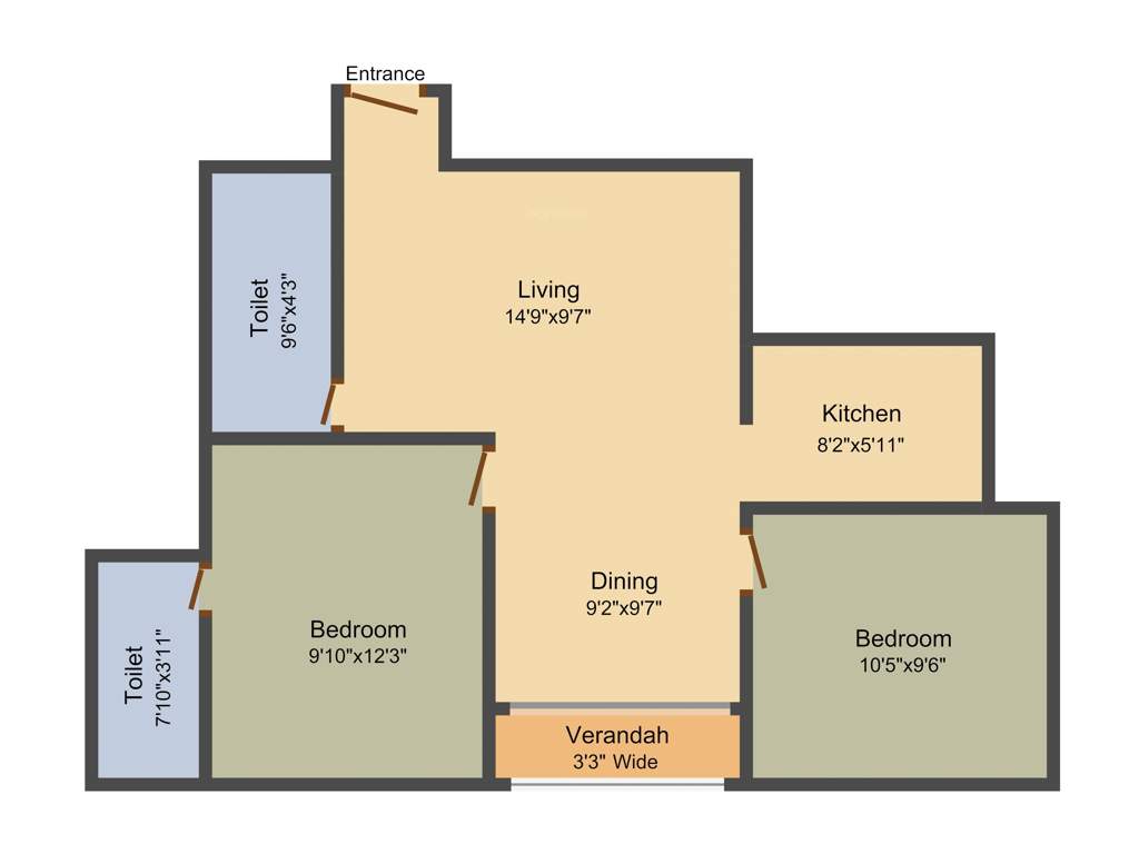 Rajwada Greenshire (2BHK+2T (905 sq ft) 905 sq ft)