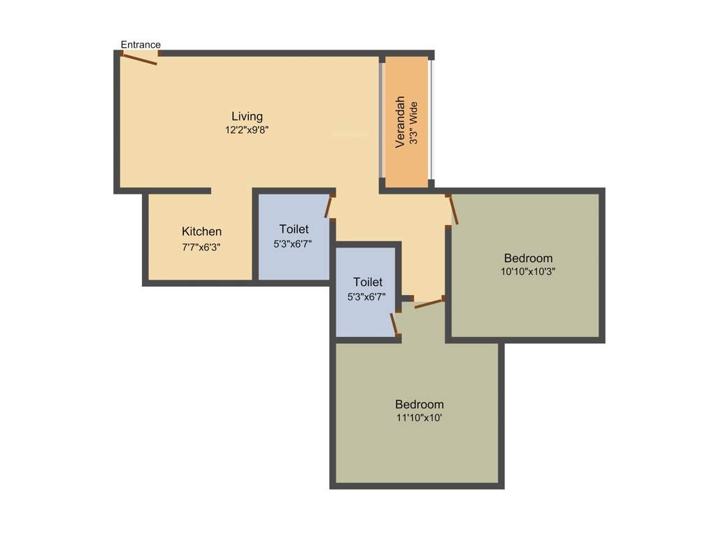 Rajwada Greenshire (2BHK+2T (915 sq ft) 915 sq ft)