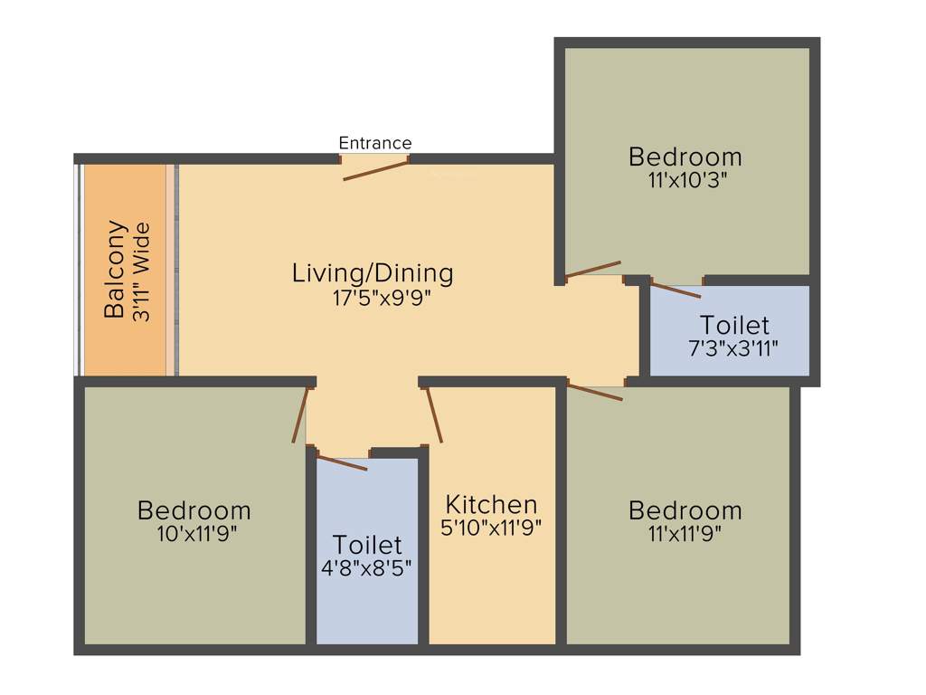 Rajwada Greenshire (3BHK+2T (1,135 sq ft) 1135 sq ft)