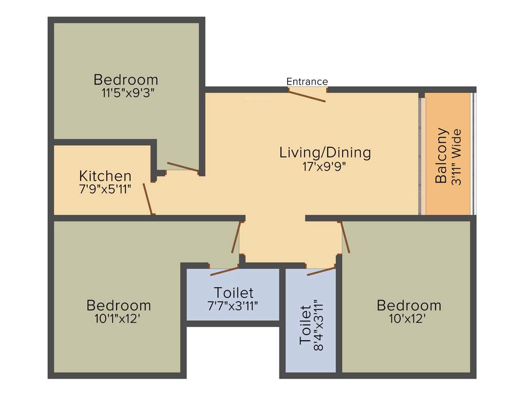 Rajwada Greenshire (3BHK+2T (1,100 sq ft) 1100 sq ft)