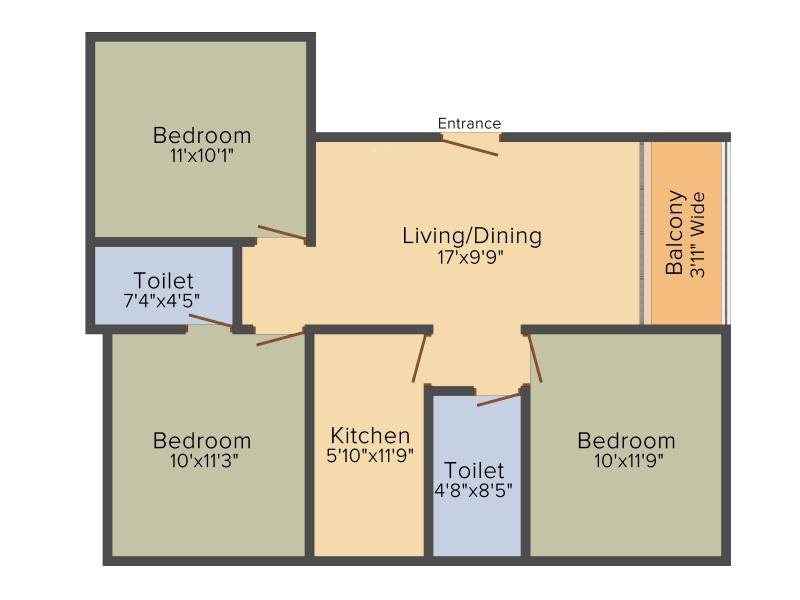 Rajwada Greenshire (3BHK+2T (1,120 sq ft) 1120 sq ft)