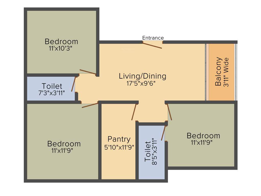 Rajwada Greenshire (3BHK+2T (1,094 sq ft) 1094 sq ft)