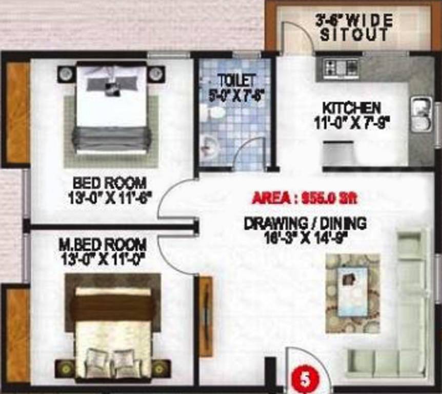 Sri Sai Builders Horamavu Bangalore Sri Sai Jingle Heights (2BHK+1T (955 sq ft) 955 sq ft)