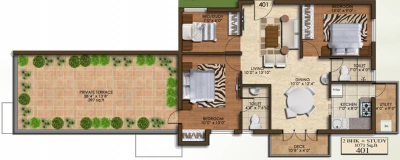 Ramky Fern Dale (2BHK+2T (1,269 sq ft) + Study Room 1269 sq ft)
