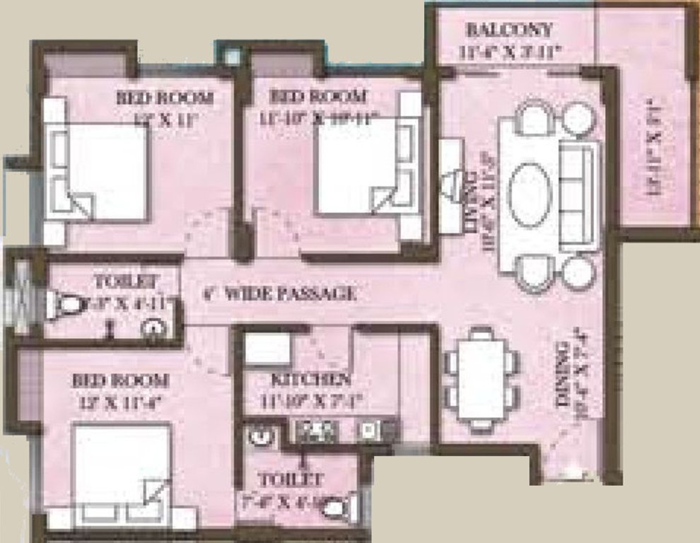 SandeepG Mayfair Paradise (3BHK+2T (1,546 sq ft) 1546 sq ft)
