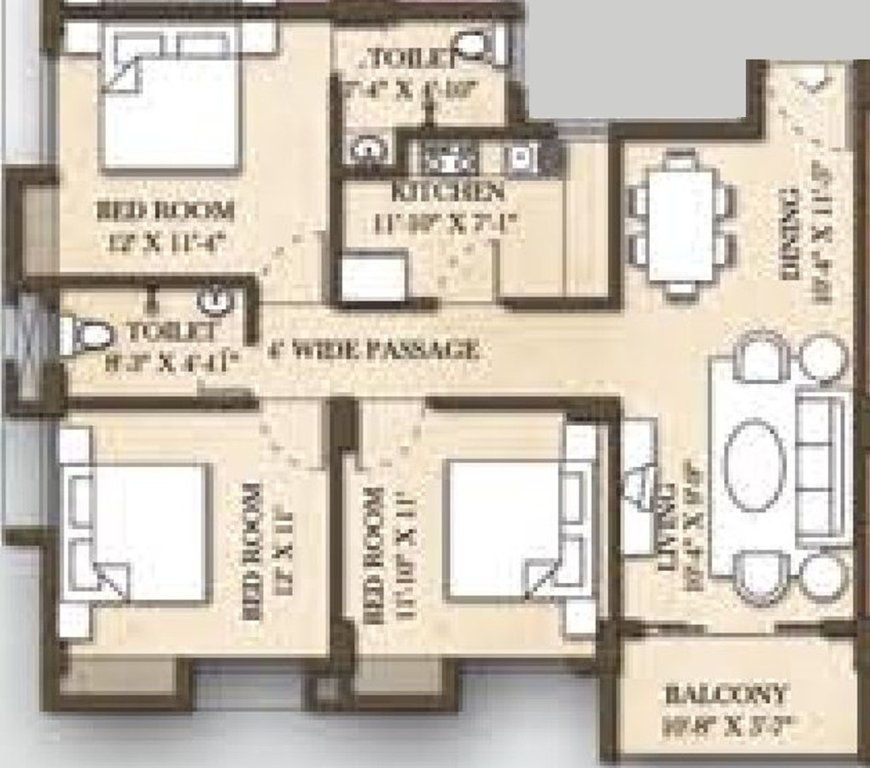 SandeepG Mayfair Paradise (3BHK+2T (1,431 sq ft) 1431 sq ft)