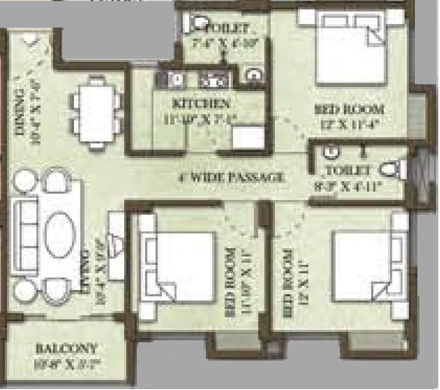 SandeepG Mayfair Paradise (3BHK+2T (1,430 sq ft) 1430 sq ft)