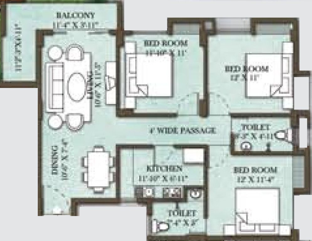 SandeepG Mayfair Paradise (3BHK+2T (1,527 sq ft) 1527 sq ft)