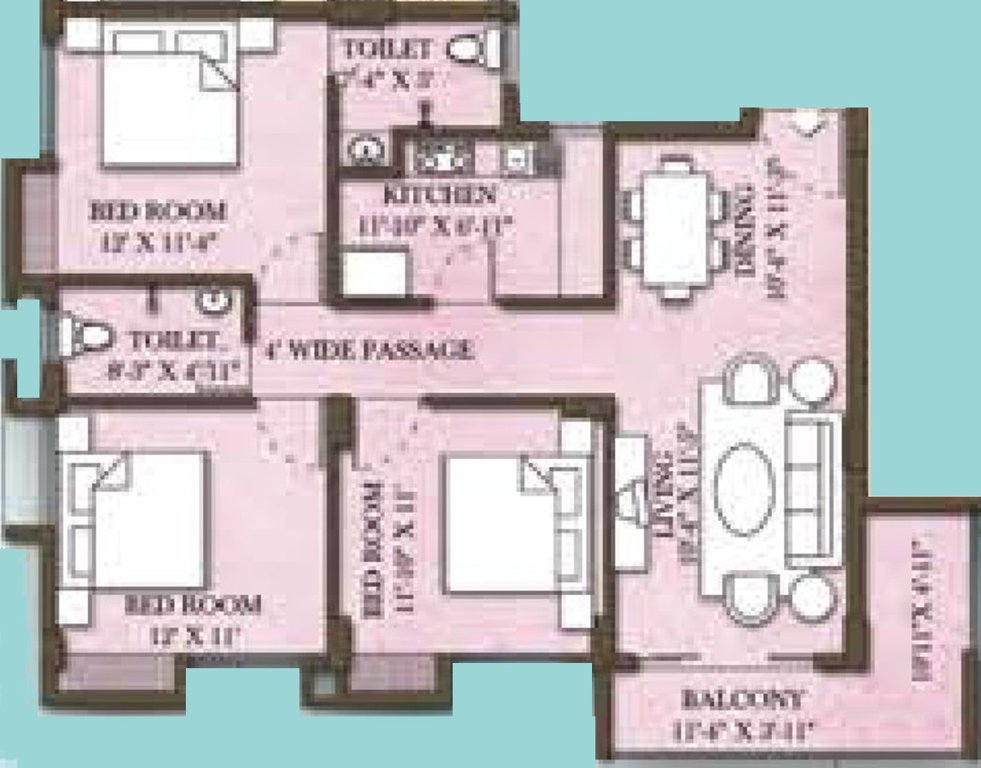 SandeepG Mayfair Paradise (3BHK+2T (1,504 sq ft) 1504 sq ft)