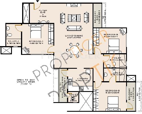 Sobha Jasmine (3BHK+4T (2,050 sq ft) 2050 sq ft)