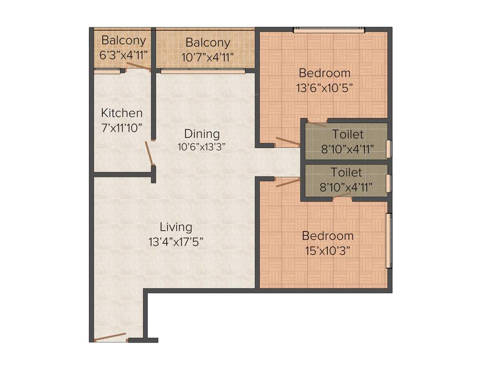 LGS Boutique Developers LLP Kolkata Bougainville 2BHK+2T (1,120 sq ft)