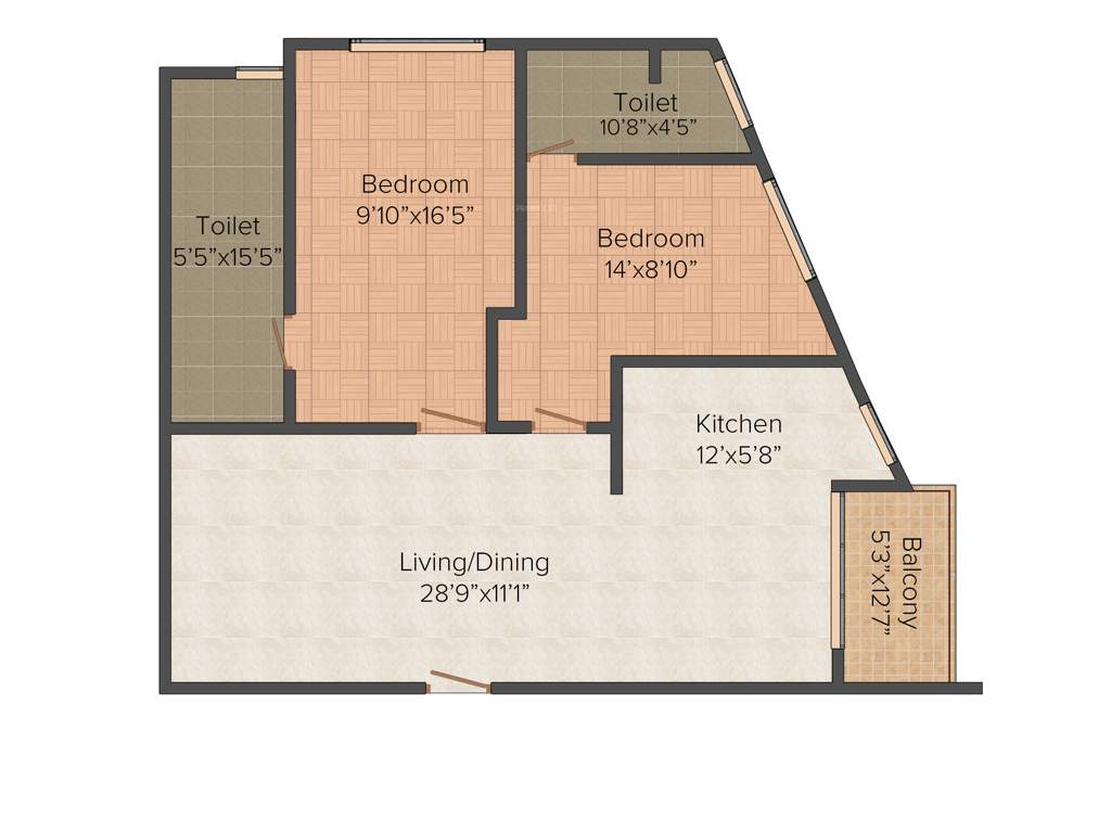 LGS Boutique Developers LLP Kolkata Bougainville 2BHK+2T (1,405 sq ft)