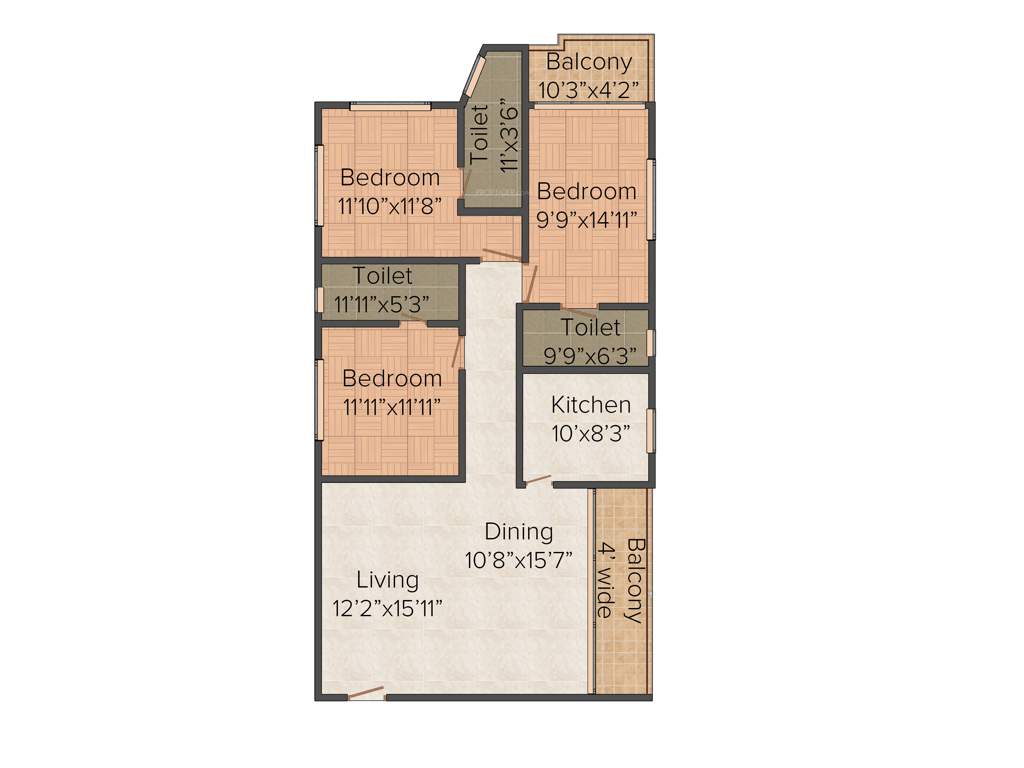 LGS Boutique Developers LLP Kolkata Bougainville 3BHK+3T (1,720 sq ft)