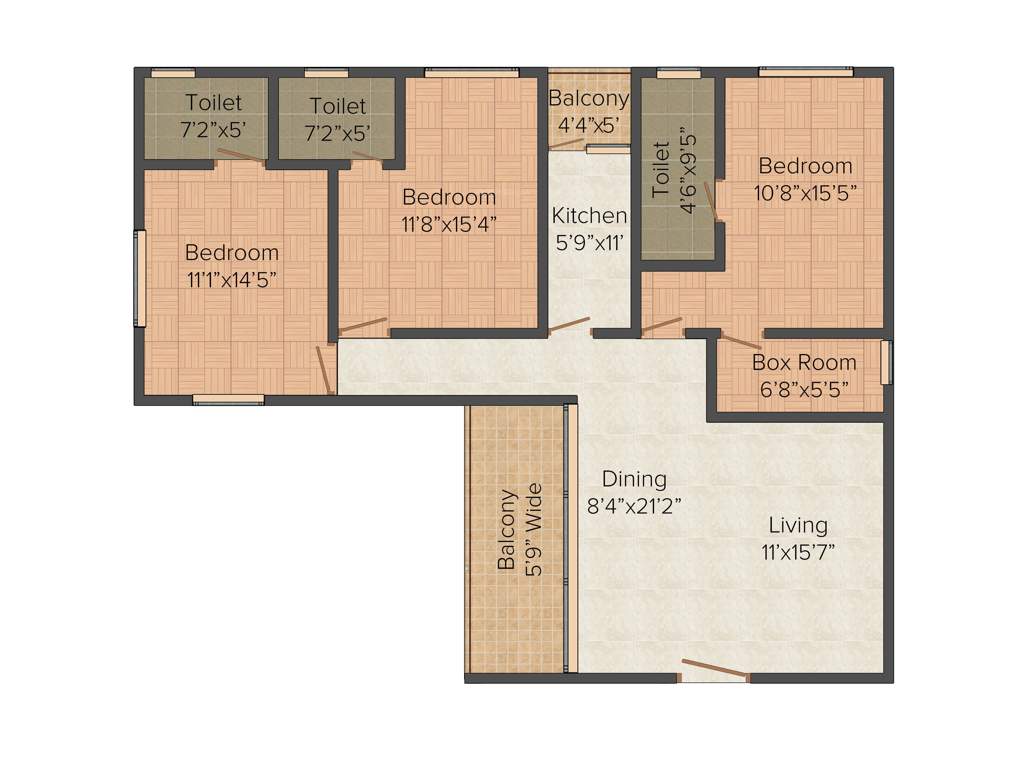 LGS Boutique Developers LLP Kolkata Bougainville 3BHK+3T (1,815 sq ft)