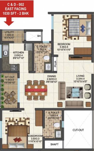 Sai Ultima (2BHK+2T (1,030 sq ft) + Pooja Room 1030 sq ft)