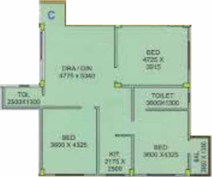 HM Group Green Woods (3BHK+2T (1,565 sq ft) 1565 sq ft)