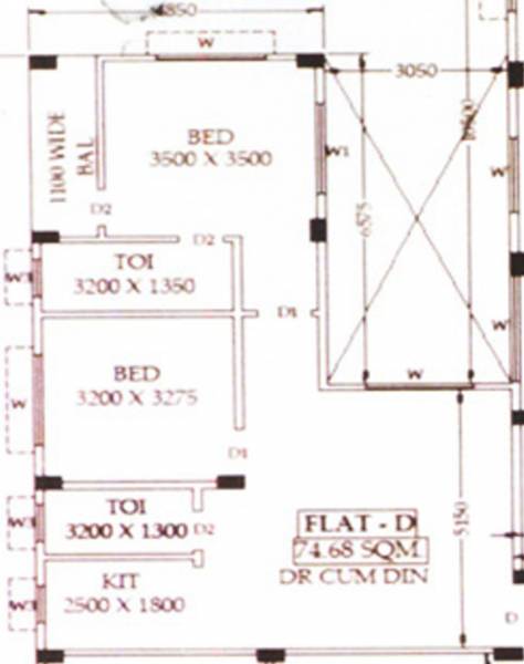 HM Group Mangal Vatika (2BHK+2T (1,027 sq ft) 1027 sq ft)