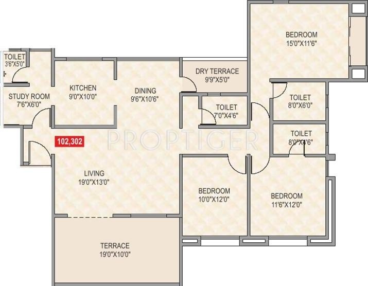 Elite Astrum (3BHK+4T (1,885 sq ft)   Study Room 1885 sq ft)