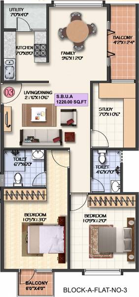 Pragna Whistling Woods (2BHK+2T (1,220 sq ft) + Study Room 1220 sq ft)