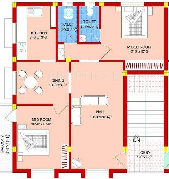 SBA Maarvel Garden (2BHK+2T (1,022 sq ft) 1022 sq ft)