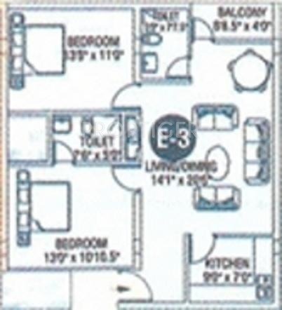 VM Meadows (2BHK+2T (1,018 sq ft) 1018 sq ft)
