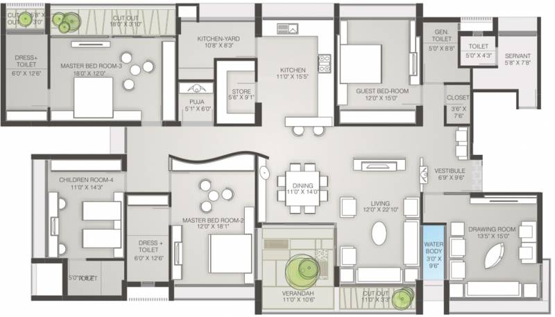 Ladani Group Decora Highland (4BHK+4T (3,807 sq ft) + Servant Room 3807 sq ft)