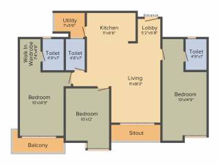 Vizipa Optima (3BHK+3T (1,554 sq ft) 1554 sq ft)