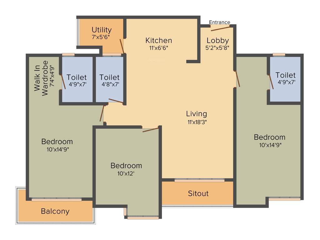 Vizipa Optima (3BHK+3T (1,554 sq ft) 1554 sq ft)