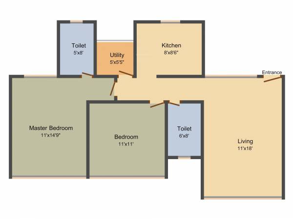 Runwal Olive (2BHK+2T (1,100 sq ft) 1100 sq ft)
