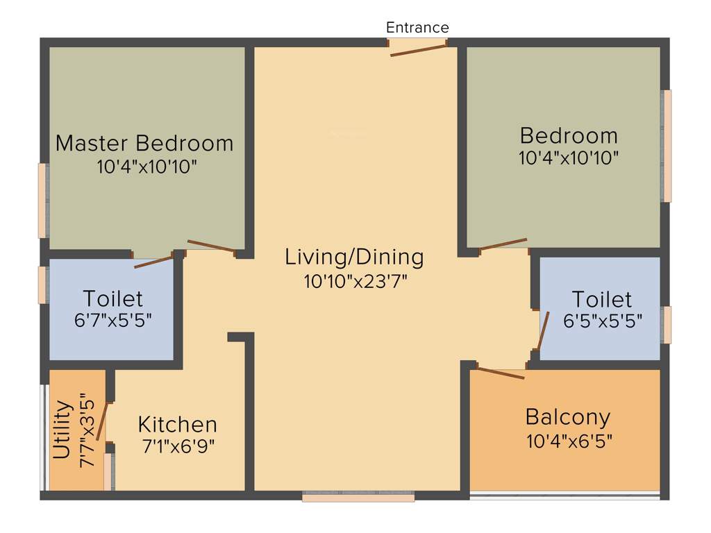 Praneeth Pranav Zenith (2BHK+2T (1,060 sq ft) 1060 sq ft)