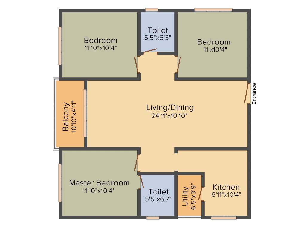 Praneeth Pranav Zenith (3BHK+2T (1,280 sq ft) 1280 sq ft)