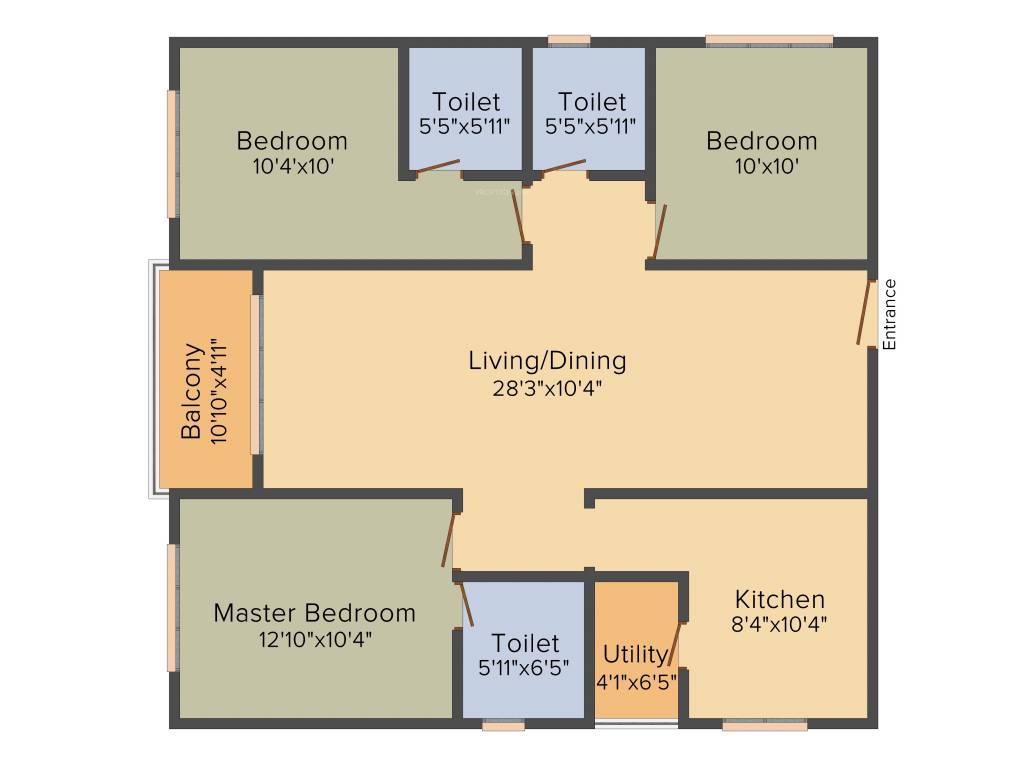 Praneeth Pranav Zenith (3BHK+3T (1,375 sq ft) 1375 sq ft)