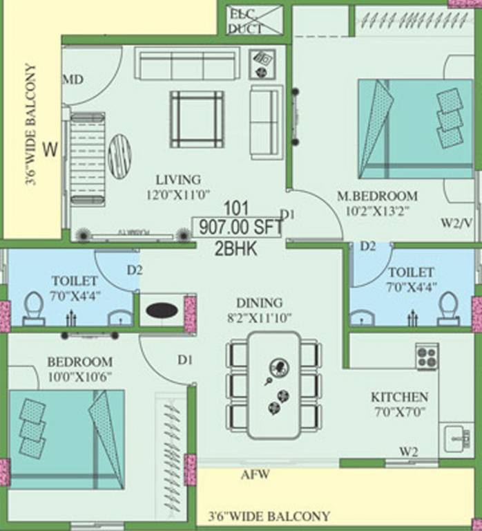 Kruthi Lake View Enclave (2BHK+2T (907 sq ft) 907 sq ft) Kruthi Lake View Enclave (2BHK+2T (907 sq ft) 907 sq ft)